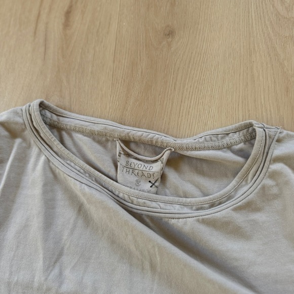 Beyond Threads Tan‎ Pima Cotton Blend Long Sleeve Tunic Top Womens XL Minimalist - Picture 4 of 9